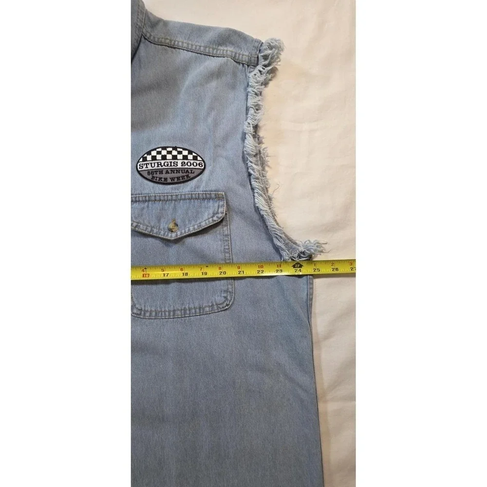 USA Biker Design Mens XL Sturgis 2006‎ 66th Annual Bike Week Frayed Denim Shirt